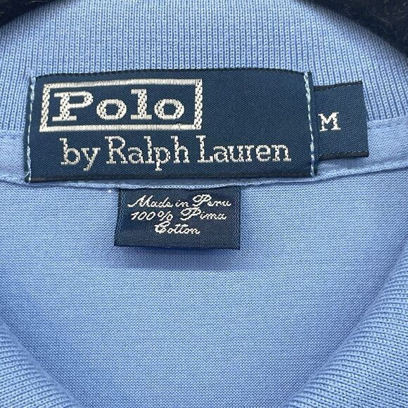 Polo Ralph Lauren Shirt Mens Medium Blue Polo Pima Cotton Flesh Pony Rugby Golf - Picture 3 of 10